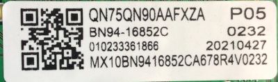 KIT DE TARJETAS PARA TV SAMSUNG / MAIN BN94-16852C / BN41-02855A / BN97-18210G / DRIVER BN44-01135A / L75SA9NC_ADY / FUENTE BN44-01115D / L75SA9NA_ADY / BN4401115D / PANEL CY-TA075FLHV1H / MODELO QN75QN90 / QN75QN90AAFXZA CA01 - Imagen 6